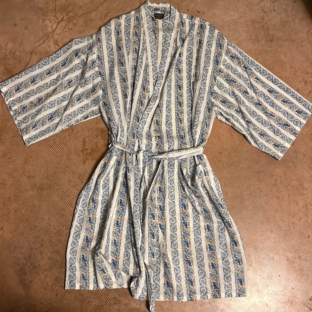 Vtg Men’s Robe Sears Cotton Belted  Perma Press One Size Mad Men